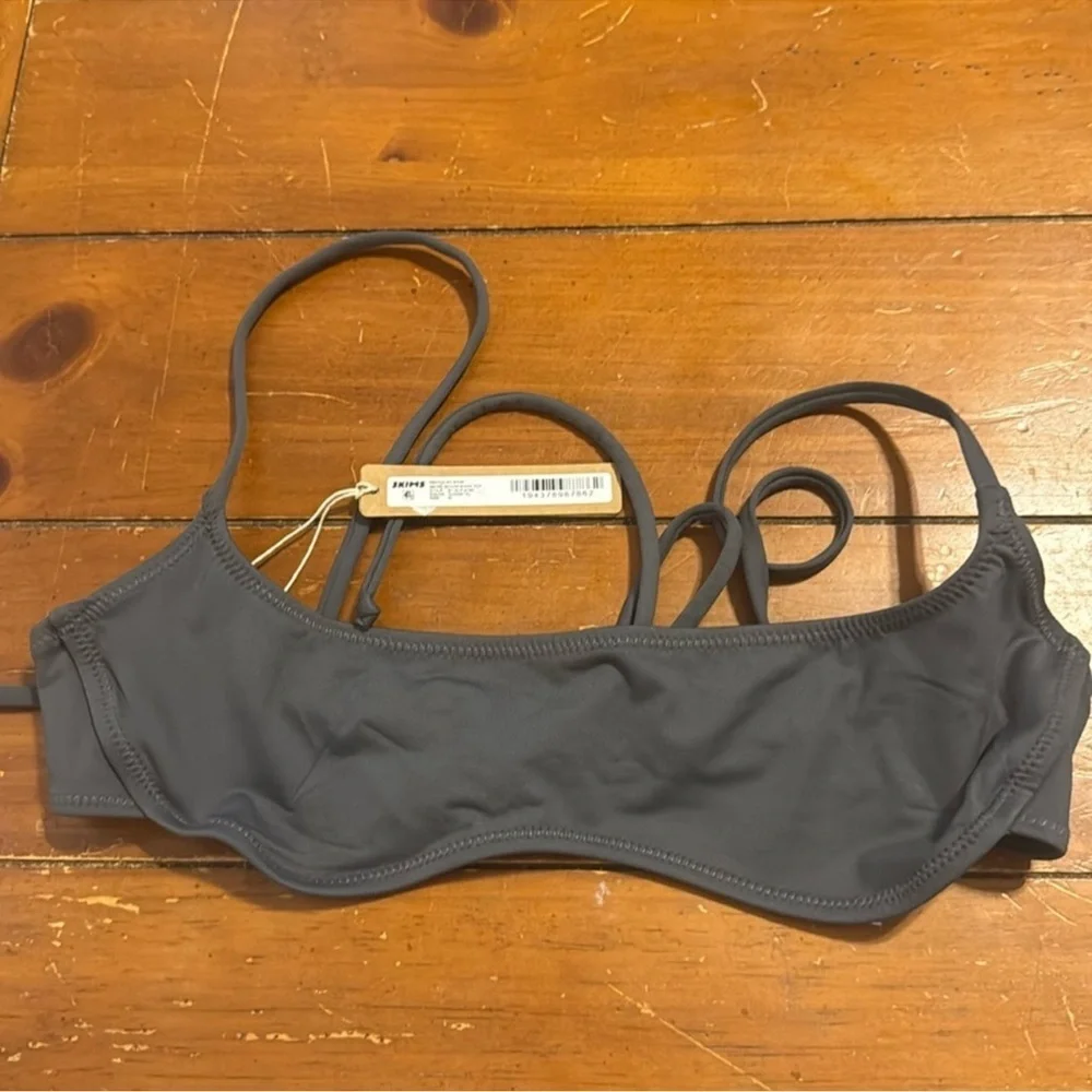 SKIMS (B10) Signature Swim Micro Scoop Top | Gunmetal | NWT | 2X
